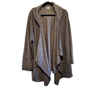 Cuddl Duds Fleecewear with Stretch Charcoal Grey Hooded Cardigan Women’s 2X/3X